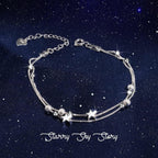 925 Bracelet for Women Mini Stars Beaded Layered