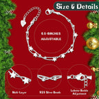 925 Bracelet for Women Mini Stars Beaded Layered