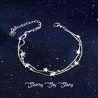 925 Bracelet for Women Mini Stars Beaded Layered