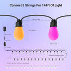 96FT Outdoor String Lights App Control Smart Ai