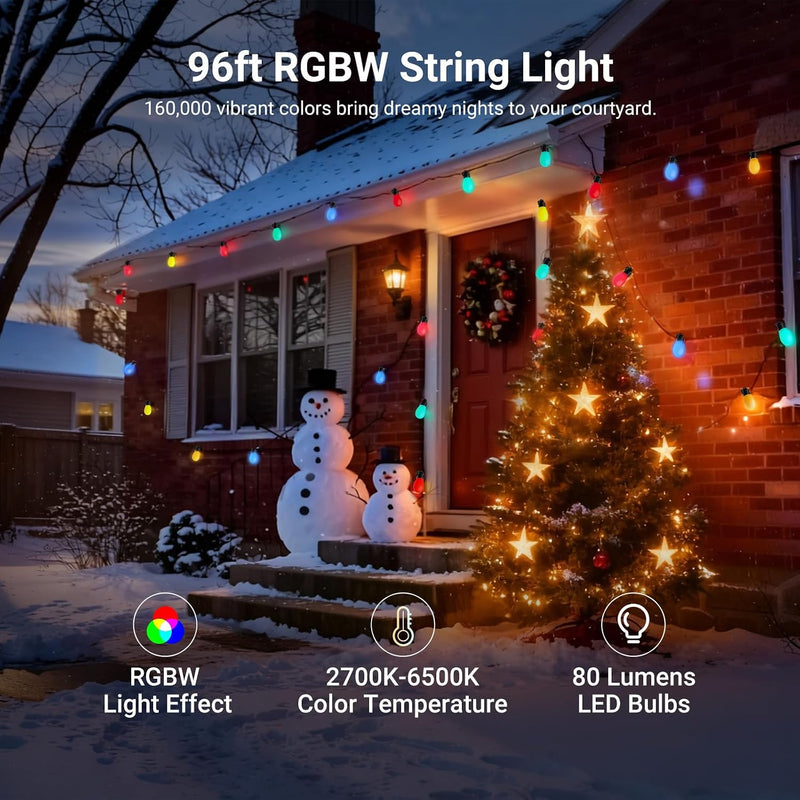 96FT Outdoor String Lights App Control Smart Ai