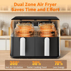9L Dual Air Fryer with 2 Independent 4.5L