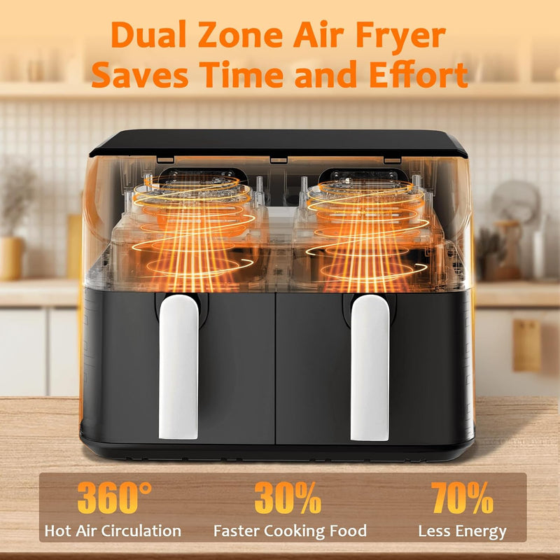 9L Dual Air Fryer with 2 Independent 4.5L