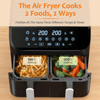 9L Dual Air Fryer with 2 Independent 4.5L