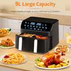 9L Dual Air Fryer with 2 Independent 4.5L