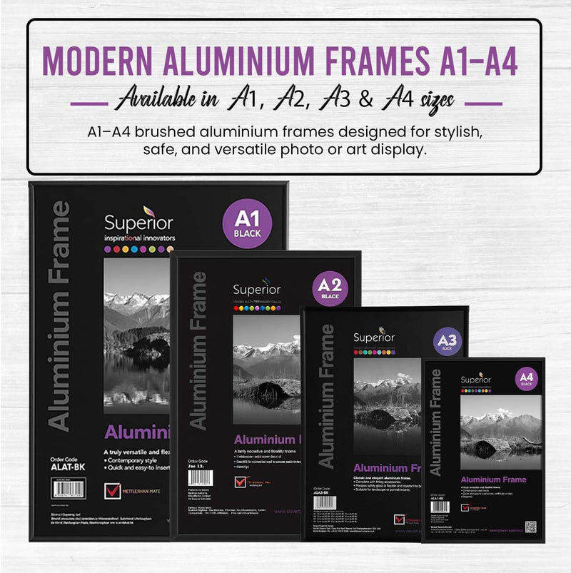 A4 Brushed Aluminium Picture Frame Perspex Safety Glass (12 Pack)
