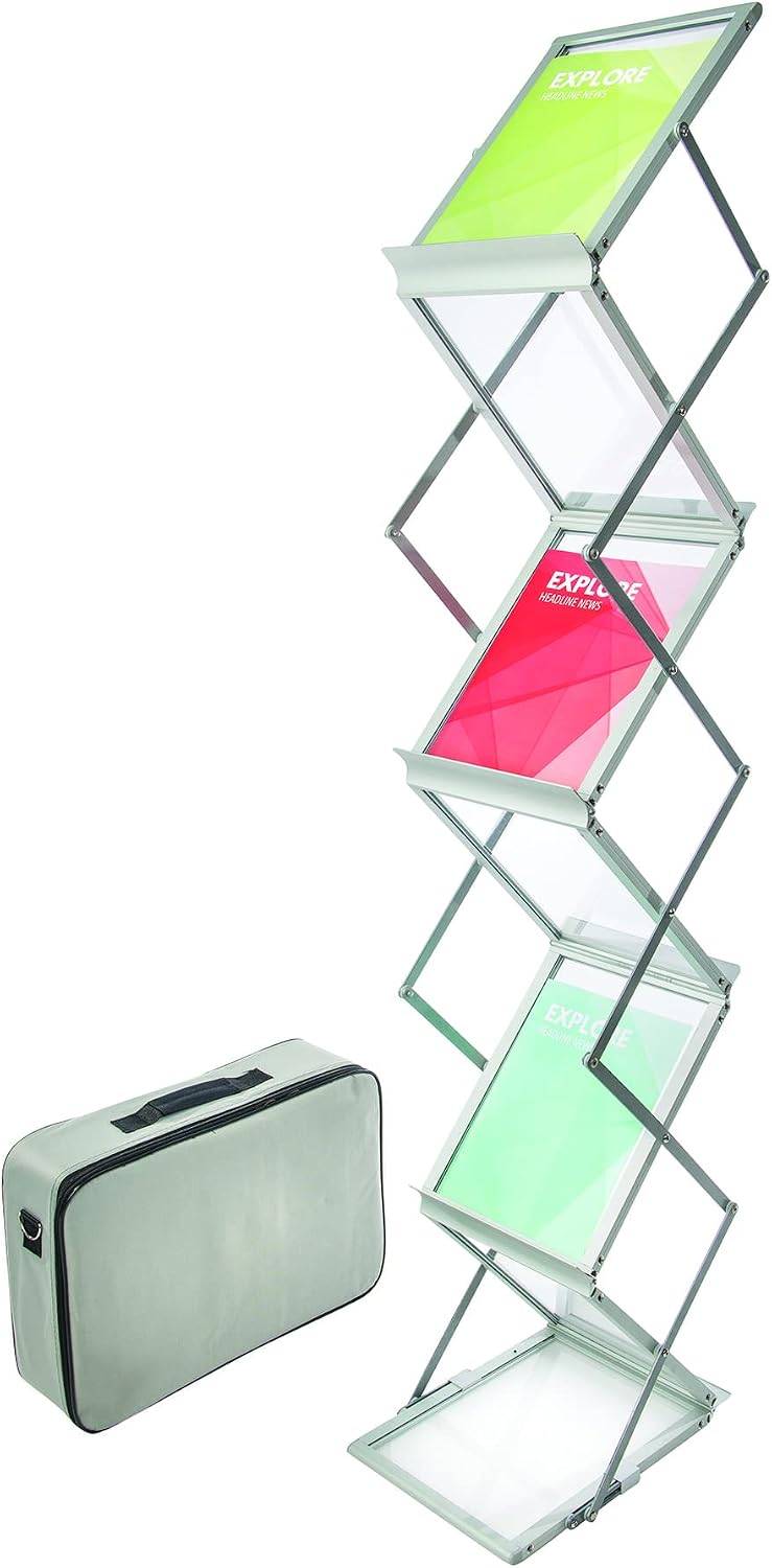 A4 Folding Literature Display Stand 6 Shelf Carry