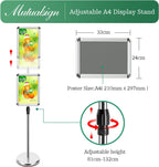 A4 Sign Holder Stand Adjustable Poster Display Aluminum