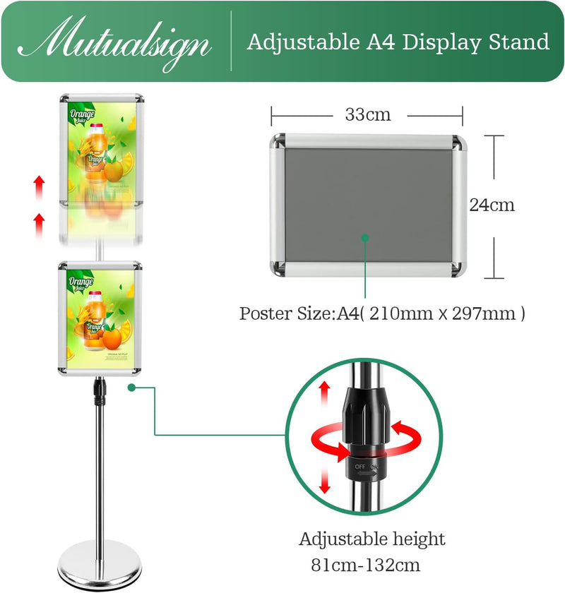 A4 Stand Sign Holder Display Free Standing Signs