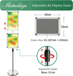 A4 Sign Holder Stand Adjustable Poster Display Aluminum