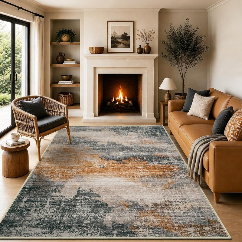 Abstract Area Rug Modern Short Pile