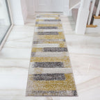 Abstract Ochre Striped Extra Large Living Room Carpet