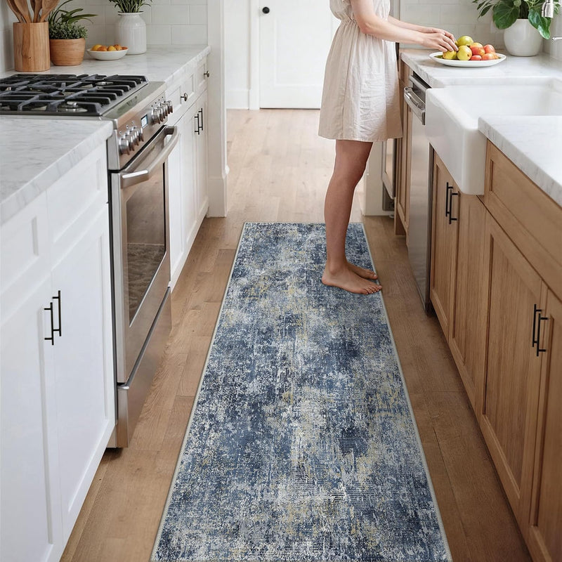 Large Living Room Washable Abstract Rug Multicolored