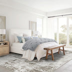 Abstract Rug Living Room Scalloped Low Pile
