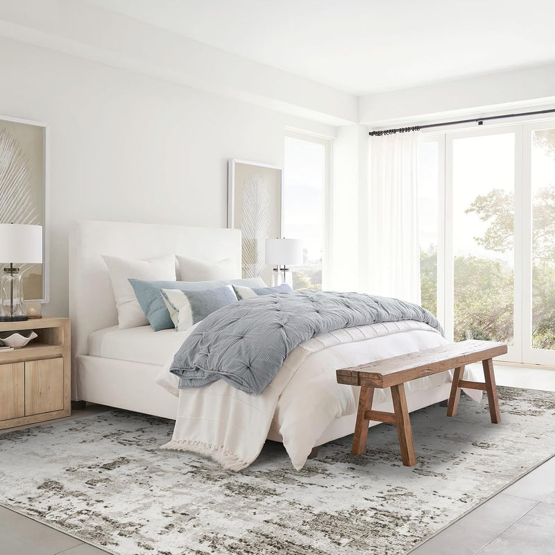 Abstract Rug Living Room Scalloped Low Pile