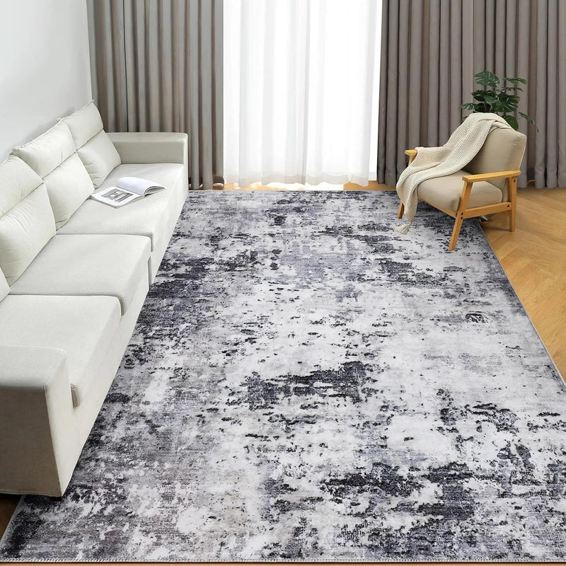 Abstract Rug Living Room Scalloped Low Pile