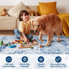 Abstract Rug Living Room Scalloped Low Pile