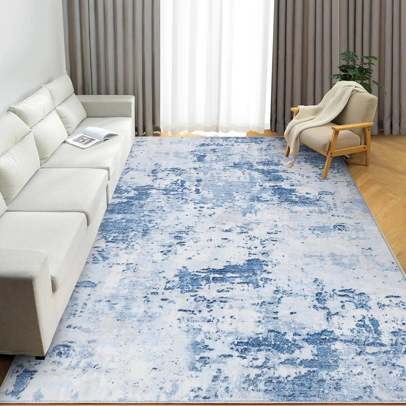 Abstract Rug Living Room Scalloped Low Pile