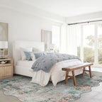 Abstract Rug Living Room Scalloped Low Pile