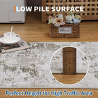 Abstract Rug Living Room Scalloped Low Pile