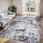 Abstract Rug Living Room Scalloped Low Pile