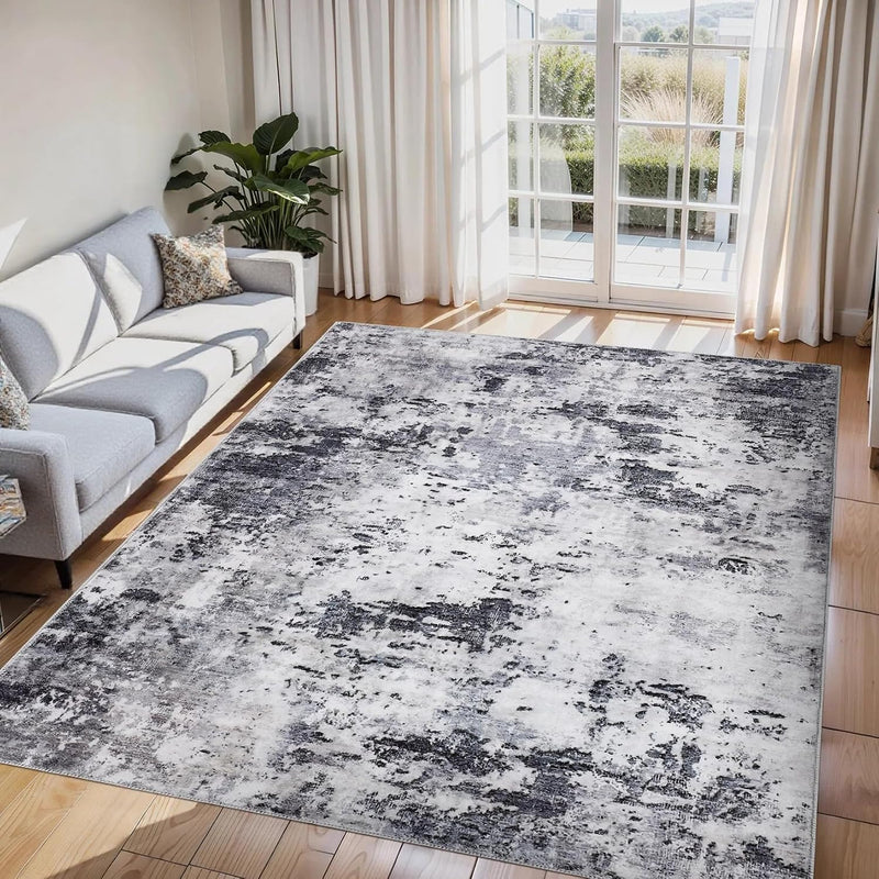 Abstract Rug Living Room Scalloped Low Pile