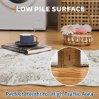 Abstract Rug Living Room Scalloped Low Pile