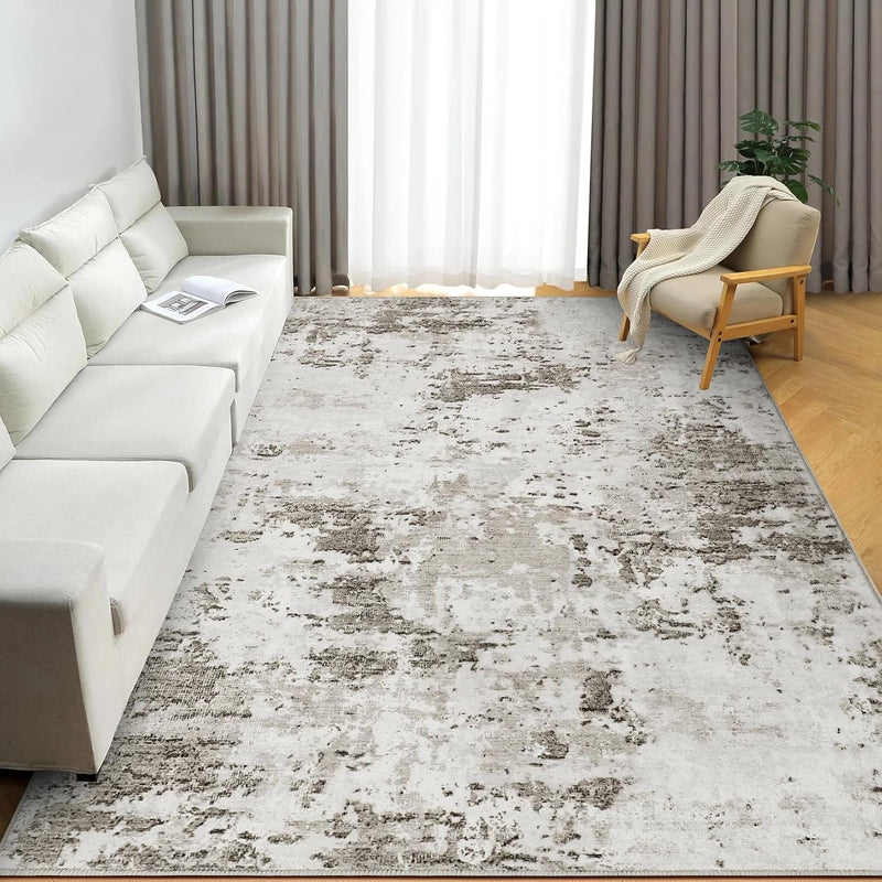 Abstract Rug Living Room Scalloped Low Pile