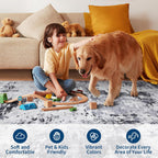Abstract Rug Living Room Scalloped Low Pile