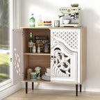 Accent Cabinet with 2 Doors Carved Storage Adjustable
