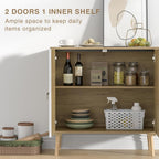 Accent Cabinet with 2 Doors Carved Storage Adjustable