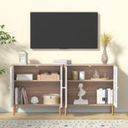 Accent Cabinet with 2 Doors Carved Storage Adjustable