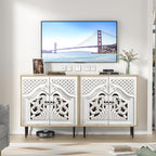 Accent Cabinet with 2 Doors Carved Storage Adjustable