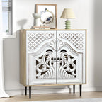 Accent Cabinet with 2 Doors Carved Storage Adjustable