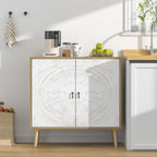 Accent Cabinet with 2 Doors Carved Storage Adjustable