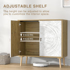 Accent Cabinet with 2 Doors Carved Storage Adjustable