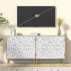 Accent Cabinet with 2 Doors Carved Storage Adjustable