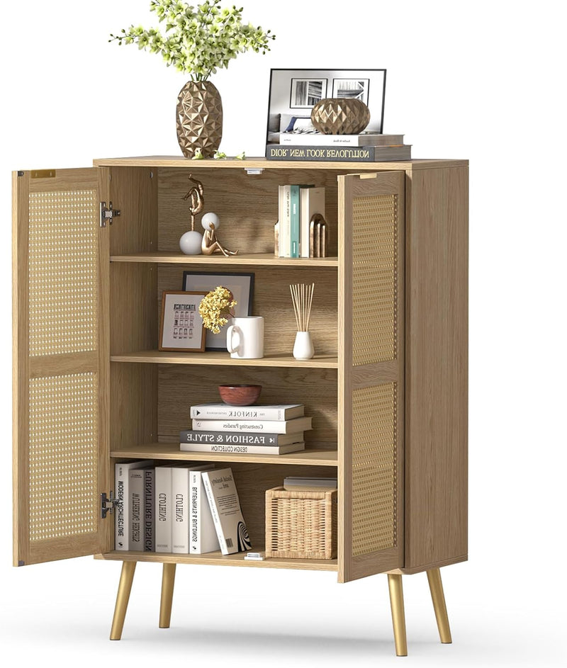 Rattan Tall Sideboard for Living Room Hallway Storage