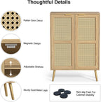 Rattan Tall Sideboard for Living Room Hallway Storage