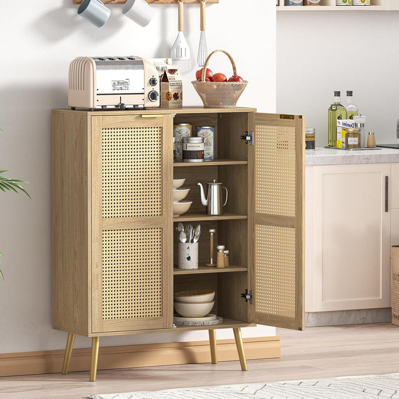 Rattan Tall Sideboard for Living Room Hallway Storage