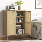 Rattan Tall Sideboard for Living Room Hallway Storage