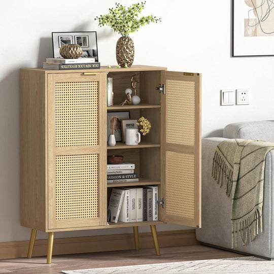 Rattan Tall Sideboard for Living Room Hallway Storage