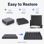 Acoustic Foam Panels Pyramid Sound Absorbing Tiles (24 Pack)