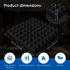 Acoustic Foam Panels Pyramid Sound Absorbing Tiles (24 Pack)