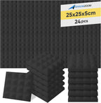 Acoustic Foam Panels Pyramid Sound Absorbing Tiles (24 Pack)