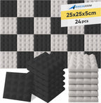 Acoustic Foam Panels Pyramid Sound Absorbing Tiles (24 Pack)