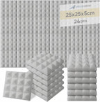 Acoustic Foam Panels Pyramid Sound Absorbing Tiles (24 Pack)