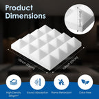 Acoustic Foam Panels Pyramid Sound Absorbing Tiles (24 Pack)
