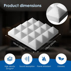 Acoustic Foam Panels Pyramid Sound Absorbing Tiles (24 Pack)