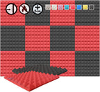 Acoustic Foam Panels Pyramid Sound Absorbing Tiles (24 Pack)